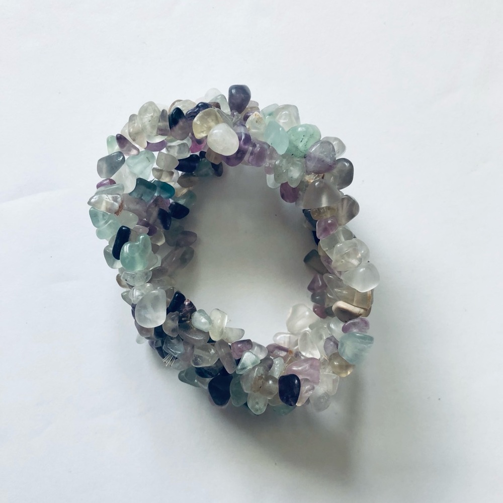 Multi Colored Semi Precious Stones Stretchy Bracelet